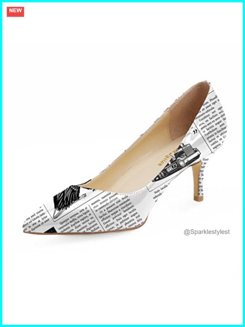 Womens Closed Toe Low Kitten Heel Music Note Print Pointed Toe Pumps